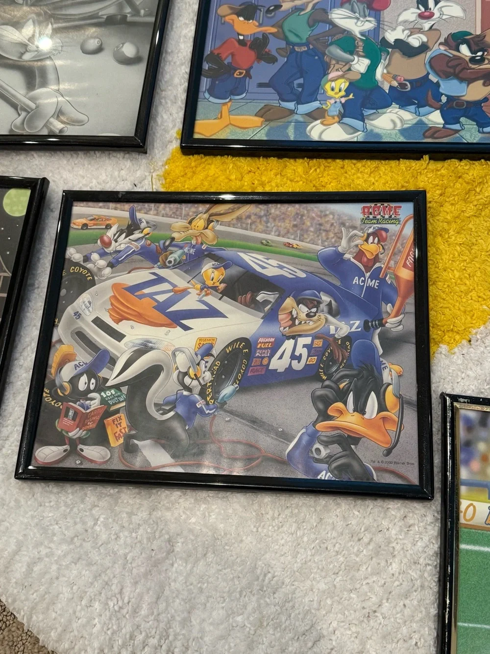 Vintage Looney Tunes Warner Bros Poster Art Dated 2000 Framed Lot Of 6 8x10